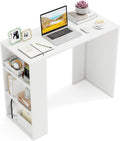 Tangkula Small Computer Desk 36 Inch Home Office Desk with Bookshelf Student Teen Study Writing Desk Modern Simple Laptop Workstation Vanity Table for Small Space (White)