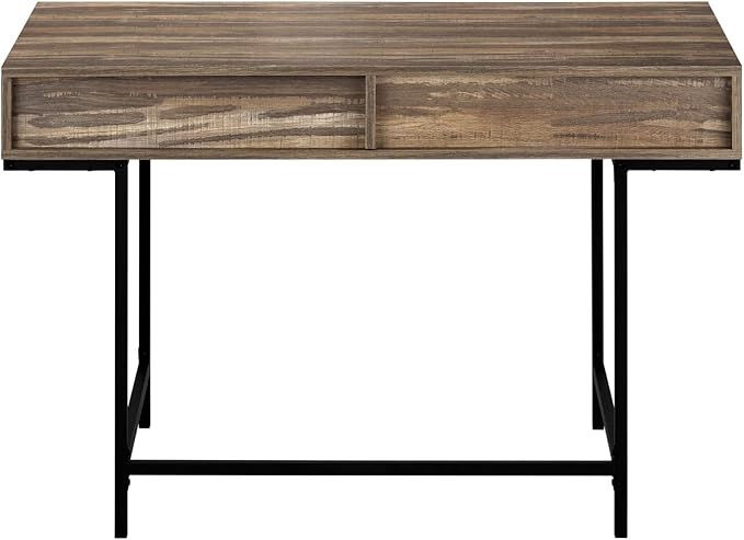 Computer Desk with Storage Drawers Modern Home Office 48 Inch Laptop Desk Brown Laminate &amp Black Metal