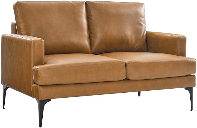 Modway Evermore Vegan Leather Upholstered Loveseat Tan