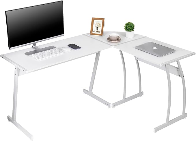 Nouva L Shaped Desk Computer Gaming Desk Modern Home Office Corner Desk w/Large DesktopWhite AE436
