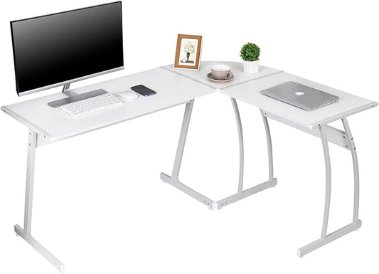 Nouva L Shaped Desk Computer Gaming Desk Modern Home Office Corner Desk w/Large DesktopWhite AE436