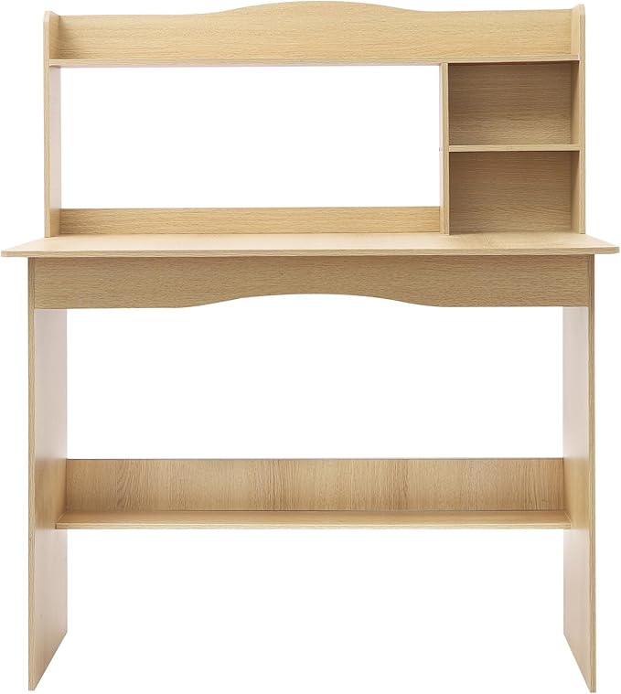 Office Small Computer Desk Home Table with Storage Shelves Modern Writing Desk Home Office Desk with Bookshelf