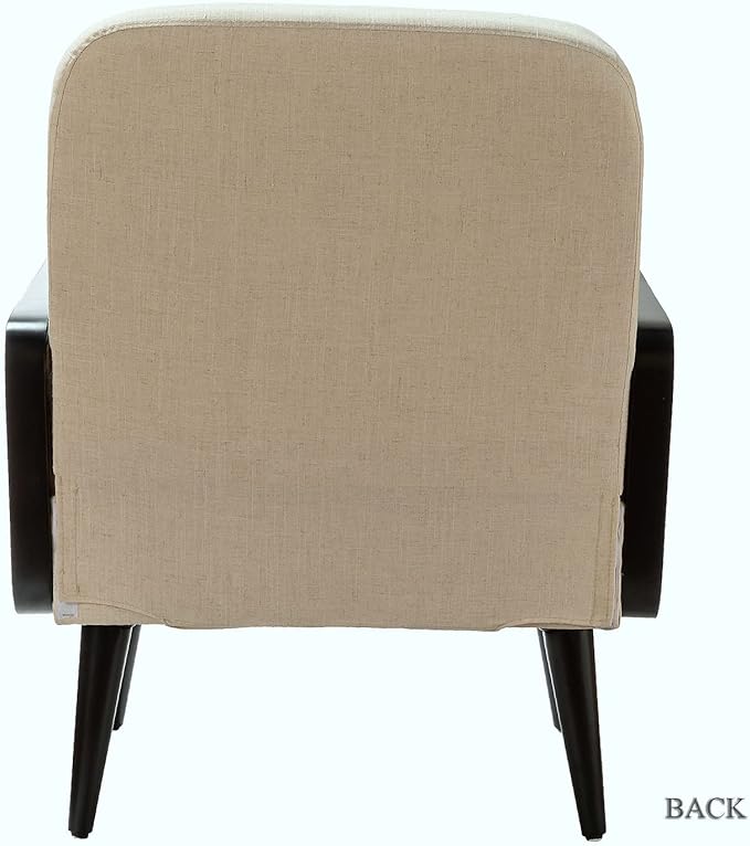 Mid Century Modern Accent ChairUpholstered Chairs with Bamboo Knitting and Solid Wood Legsfor Living Room Reading Room Bedroom