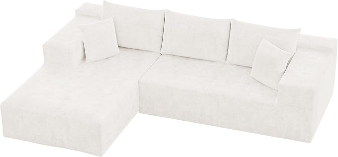 YESHOMY Boneless Couches for Living Room 108 Sectional Modular Sectional Sofa with Deep Seat Cloud Comfy Couch with L-Shape Chaise Easy Assembly (Chenille Pearl Cream)