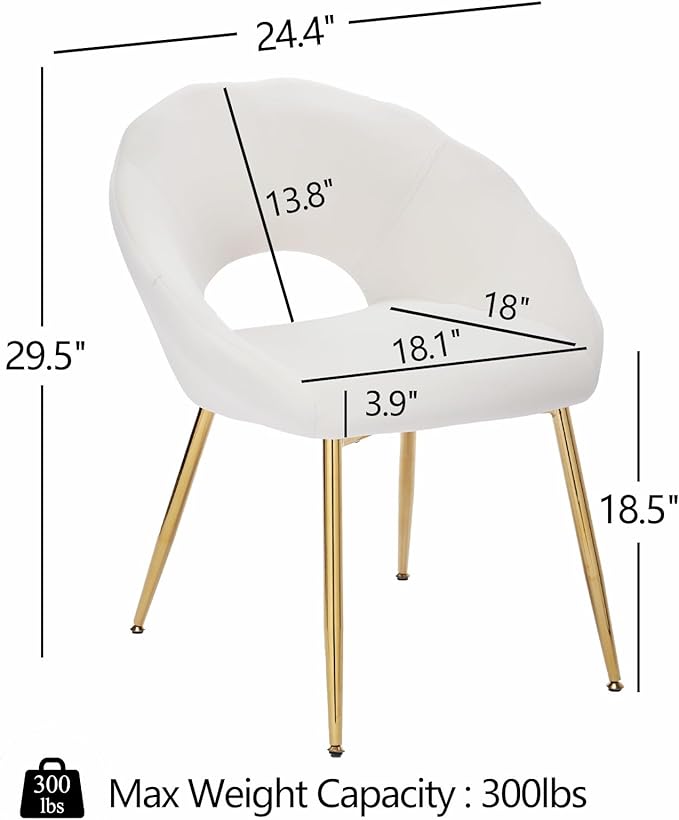 Modern Dining Chairs Set of 2 Living Room Chairs with Gold Metal LegsVelvet Vanity Chair Waiting Room Chairs Accent Chair for Makeup Room Dressing Room Bedroom Home Office Beige