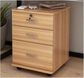 3 Drawers Wooden Office Cabinet Filing Cabinet with Lock Floor Stand Wheel Design Movable File Folder Office Supplies Filing Cabinet (Color : Brass) (B)