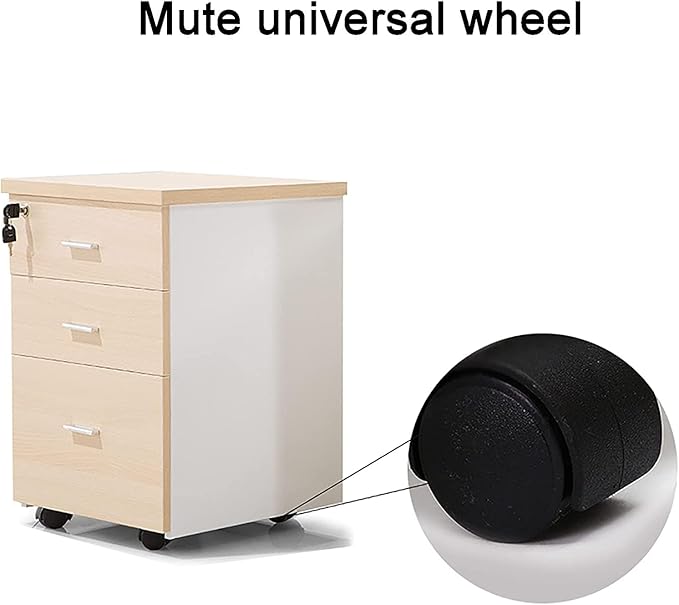 Office Desk Organizer Wooden Mobile File Cabinet with Lock and Drawers Lockable Pedestal with Adjustable Hanging Rails Black+White(White+Black)