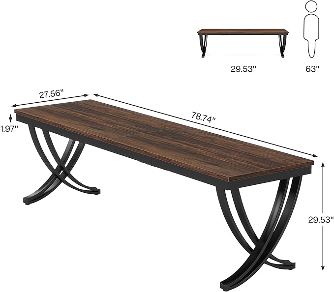 Tribesigns 2 Person Desk 78 Inch Long Computer Desk Two People Office Table with Stylish Legs Double Workstation for Home Office (Rustic Brown)