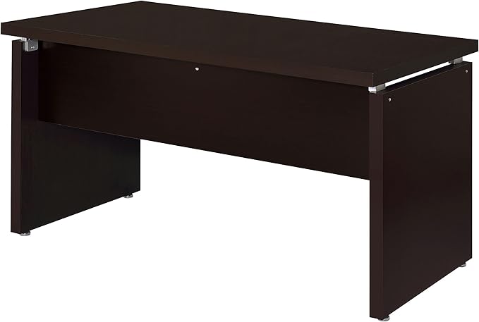 Stonecroft Furniture Contemporary Computer Desk 55 in Wide MDF/Melamine Paper Cappuccino Finish 1 Drawer Reversible L-Shape Option Floating Surface Design Office Desk for Home or Workspace Use