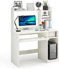 Home Office Desk w/Hutch Gaming Table Workstation w/Keyboard Tray CPU Stand &amp Bookshelf Modern &amp Space-Saving Writing Desk for Dorm Bedroom White