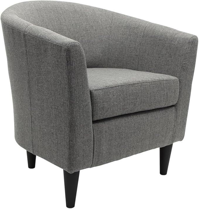 Pemberly Row Traditional Polyester Fabric Club Chair Gray Finish 32 H x 30.5 W x 27.5 D Padded Seat Classic Design Accent Chair for Living Room or Bedroom