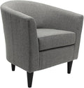 Pemberly Row Traditional Polyester Fabric Club Chair Gray Finish 32 H x 30.5 W x 27.5 D Padded Seat Classic Design Accent Chair for Living Room or Bedroom
