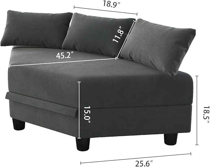 LLappuil Modular Corner Sectional Sofa Couch Storage Seats Storage Hexagonal Ottoman Modules and Six Sides Seat for Modular Sectional Sofa Couch for Living Room Grey