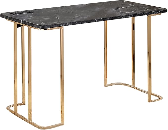 HOMES: Inside + Out Sevehills Modern Metal 48 in. Writing Desk with USB Port for Home Office Black