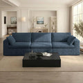 118.2 Oversized 3-Seater Modular Sectional Sofa Modern Comfy Plush Corduroy Upholstered Boneless Couch No Assembly Required Fluffy Deep Seat Cloud Couch for Living Room (Blue 3 Seater)