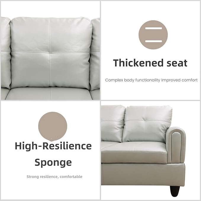 FONTOI L Shaped Sectional Couches Leather Couch Modular Sectional Sofa with Ottoman Storage Modern L Shaped Couch with Chaise for Living Room Bedroom Apartment Furniture White