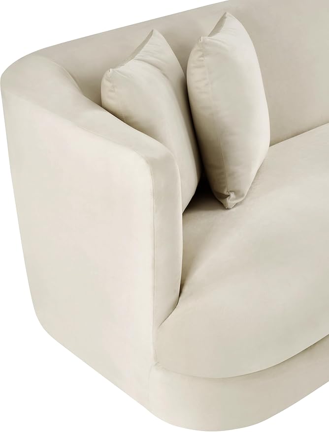Meridian Furniture 699Cream-C Alder Collection Modern | Contemporary Chair with Ultra Luxe Cream Velvet 460 GSM Velvet Solid Wood Frame 38 W x 36 D x 30 H Cream