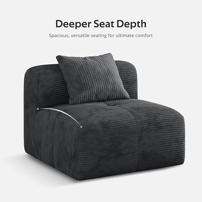 Modern L-Shaped Modular Sectional Sofa for Living RoomOversized 3-Seater Couch with Deep Seat and Movable Ottoman – No AssemblyComfortable Suede Fabric Boneless Sofa(Dark Gray) (Dark Gray)