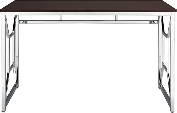 Office Workspace Desk MDF/Chrome in Brown