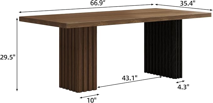 66.9 Modern Executive Office Desk Rectangular Workstation with Heavy-Duty Double Pedestal Wood Grain Finish for Office Home Office Study