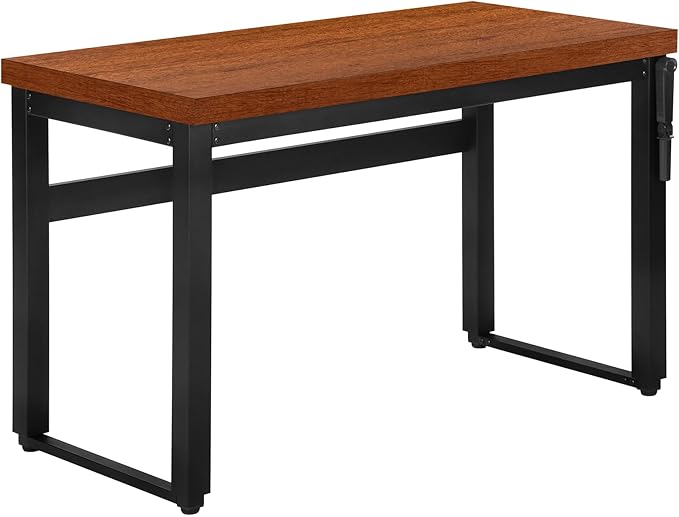 Computer Desk Home Office Standing Adjustable 48 l Work Laptop Brown Laminate Black Metal Contemporary Modern