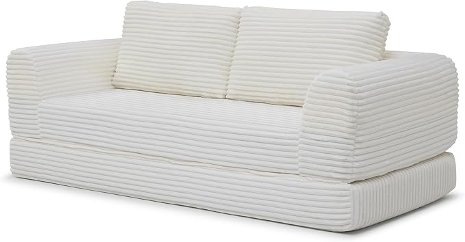 Foldable Boneless Love Seat Couches in a Box Modern Floor Foam Sleeper Sofa Bed 2-in-1 Convertible Cloud Sofa for Home Apartments Bedroom