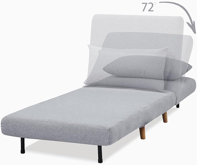 Convertible Sleeper Chair 3 in 1 Folding Single Chair Sleep Turns into Bed Sofa Bed for Adults Foldable Twin Chaise Lounge for Living Room Bedroom Sturdy Wood Frame and Easy Assembly