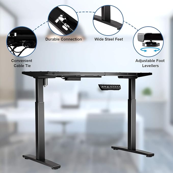 Tangkula Electric Standing Desk Frame Height &amp Width Adjustable Motorized Sit Stand Desk Base Ergonomic Single Motor Stand Up Workstation w/Memory Controller Standing Desk Legs