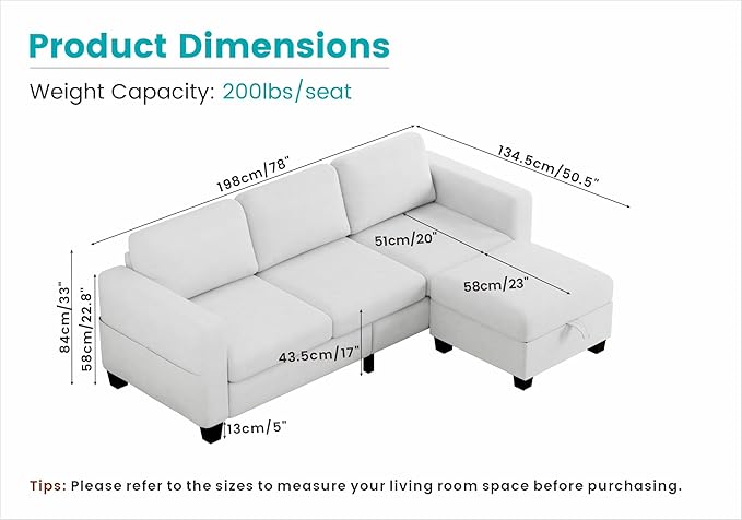 Sectional Couches for Living Room - Convertible L Shaped Couch with Storage Ottoman 3 Seater Modern Velvet Grey Sofa for Small Space Studio Basement Loft