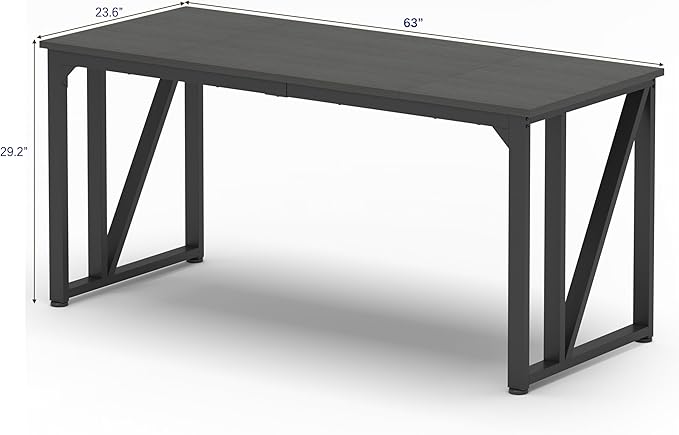 NSdirect Computer Desk 63×23.6 Inch Gaming Desk with Deeper &amp Thicker Desktop Office Desk Work Desk for Home Office Black