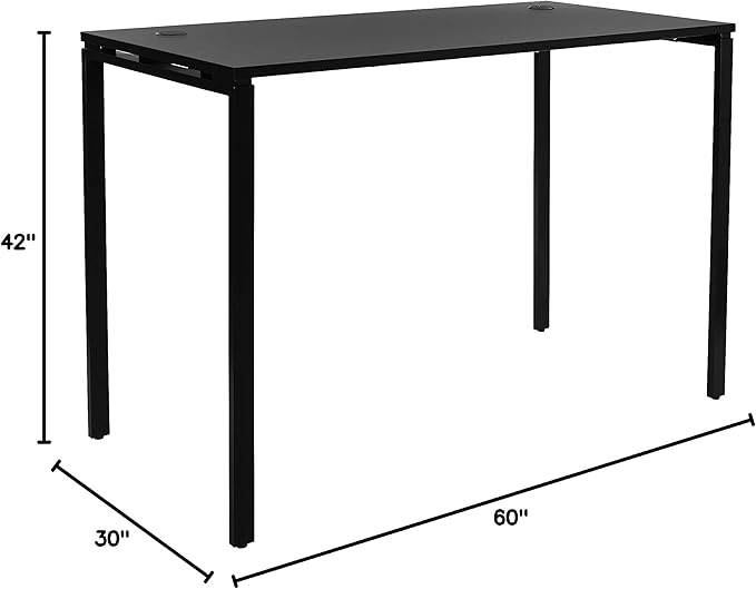 OSP Home Furnishings Prado Home Office Writing Desk 60 Inches Wide x 42 Inches High Black