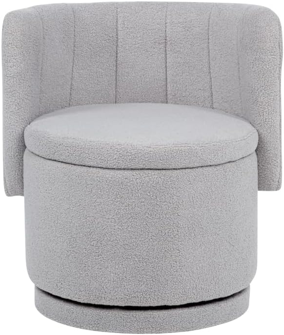 Stylish and Minimalist Teddy Fleece Single Sofa Chair with Arms and Pillow Armchair Accent Chair for Living Room Bedroom StudyGrey (Gray + Boucle)