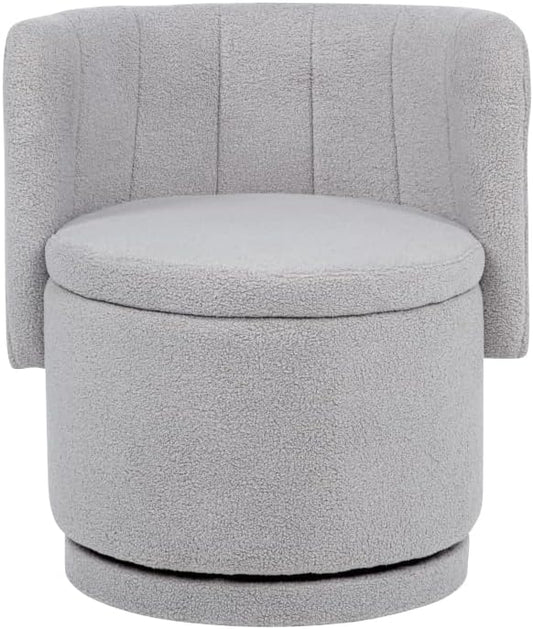 Stylish and Minimalist Teddy Fleece Single Sofa Chair with Arms and Pillow Armchair Accent Chair for Living Room Bedroom StudyGrey (Gray + Boucle)