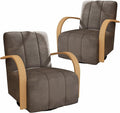 Chifee &amp Vingol 360° Swivel Accent Chair 30.3 W Velvet Swivel Living Room Chair with Solid Wood Armrests Mid Century Modern Reading ChairSet of 2Charcoal