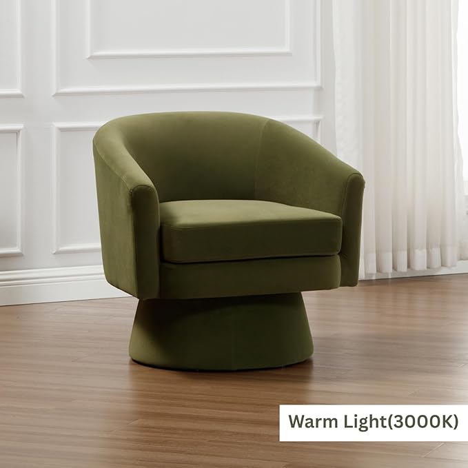 Green Swivel Accent Chair Modern 360°Barrel Living Room Chair with Curve Back Comfy Round Velvet Vanity Chair Reading Armchair Single Sofa for Bedroom/Waiting Room Green