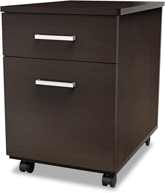 Linea Italia TR752MOC Trento Line Mobile Pedestal File 16.5w x 19.75d x 23.63h Box/File Drawer Mocha