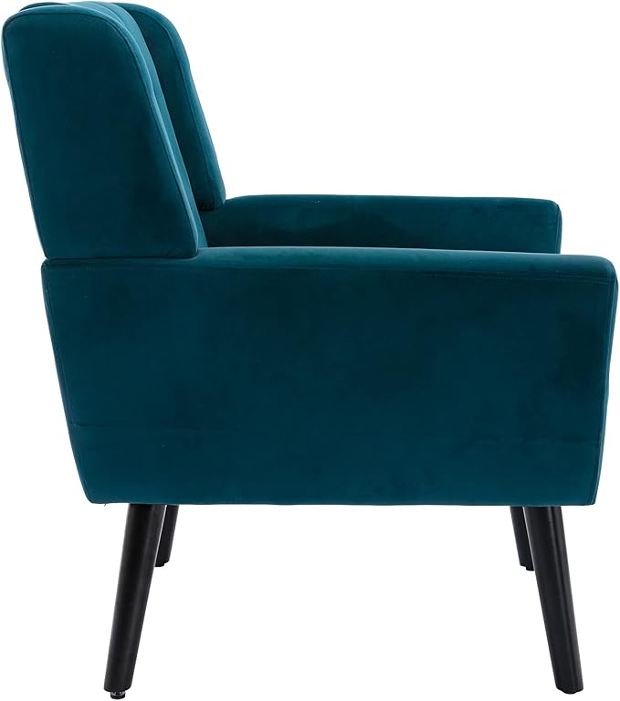 Modern Velvet Accent Chair/Living Room Chair/Arm Chair/Lounge Chair with Solid Wood LegsSuitable for Clubs Living Rooms Offices Balconies (Teal)