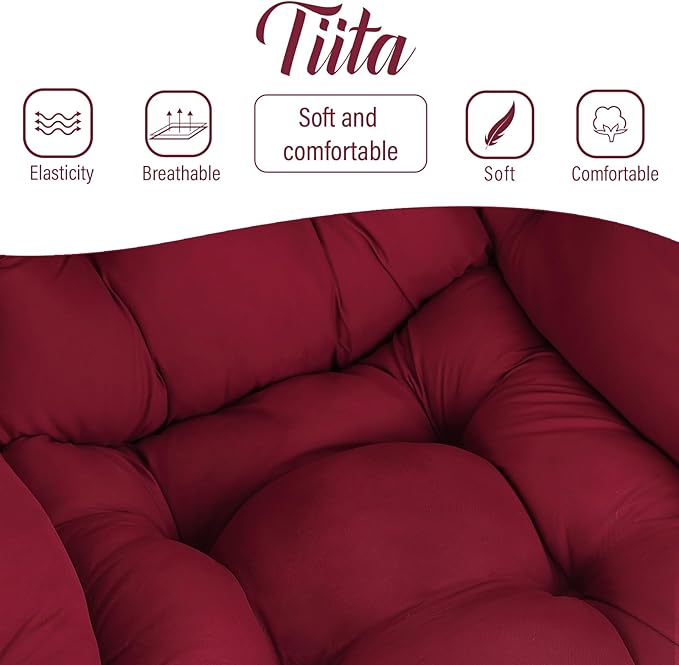 Tiita Lazy Chair with Ottoman Red Modern Large Accent Chair Comfy Leisure Sofa Armchair with Ottoman Reading Chair with Footrest for Bedroom Living Room Dorm Rooms Wine red