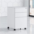 Office Storage File Cabinet Movable Cabinet Three Drawers Movable Sliding Storage Cabinet Low Cabinet with Lock (Grey)