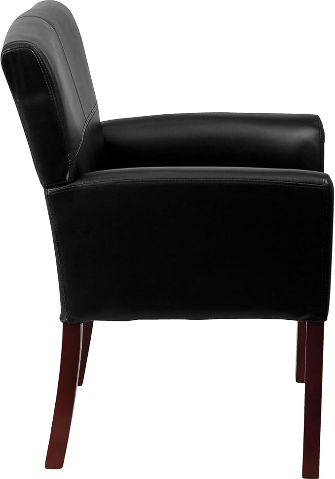 Flash Furniture Taylor LeatherSoft Upholstered Executive Side Reception Chair Lobby Chair with Cushions and Padded Arms Black