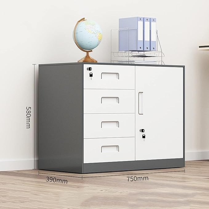File Cabinet Metal Data Office Filing Cabinet with Lock Drawer Mobile Storage Tool Cabinet Under Desk Storage(Color:C)
