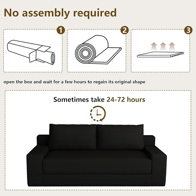 70.78 Loveseat Sofa Modern Small Corduroy Couch Comfy Deep Seat for Living Room Bedroom Apartment Home Office No Assembly Black
