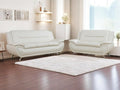 Leather 2 Piece Sofa Set Sectional Couch Modern Sofa for Living Room Bedroom - B-Creamy White