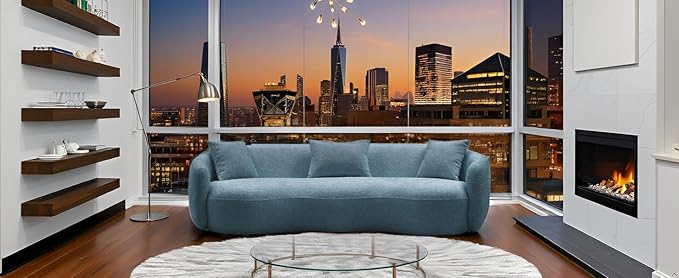 KEVINSPACE Curved Sofa Couch 93.6 3-Seater ModernCouch CurvedSofas for Living Room Boucle Sectional SofaCouch Comfy Cloud Upholstered Sofawith Pillows for Bedroom Office Apartment Blue