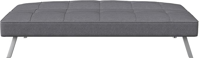 Serta® Rane 66.1 Convertible Futon Sofa Short Twin Size Modern Transitional Tufted Back and Seat Cushion Dream Coil® Comfort Fingerguard® Pinch Point Protection Woven Fabric Charcoal
