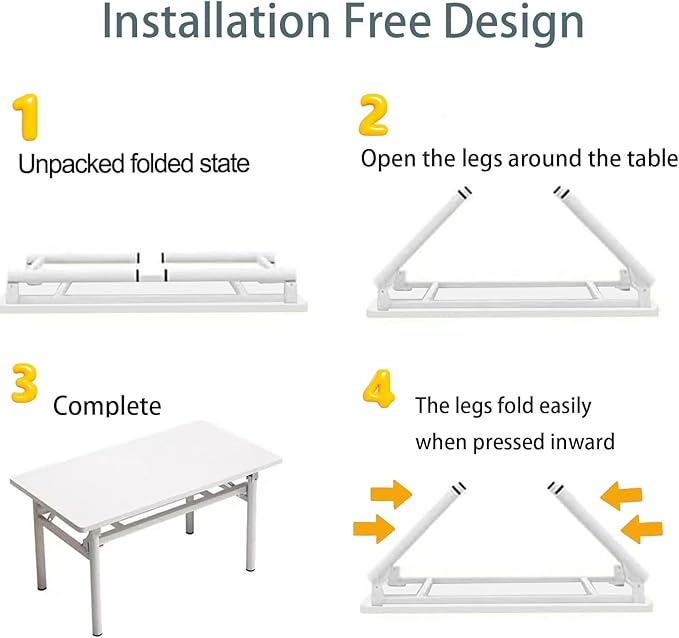 Folding Desk 31.5 Foldable Desk for Small Spaces - Space Saving Folding Computer Desk Portable Compact Design for Home Office Bedroom Dorm &amp Apartment No Assembly Required