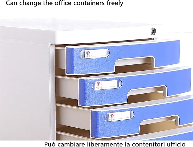 Desktop 4 Drawer File Cabinet with Locking File Organiser Data Cabinet (Color : Blue Size : 11.61x15.51x16.92inch)