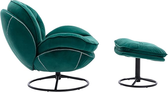 Accent Chair TV Chair Living Room Chair with Ottoman Green