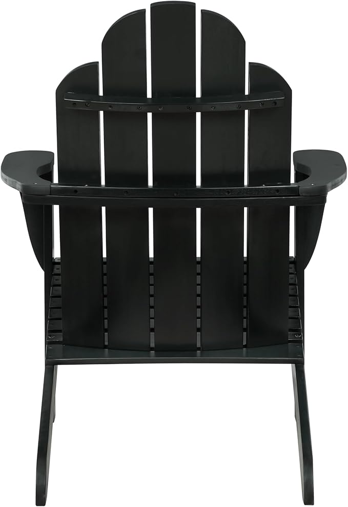 Linon Jayce Black Solid Wood Adirondack Two Piece Chair and Side Table Set