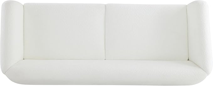 Merax 82 Inch Boucle Sherpa Sofa Chenille Loveseat with Removable Cushions &amp Wood Legs Modern Plush 3-Seater Couch for Living Room Beige